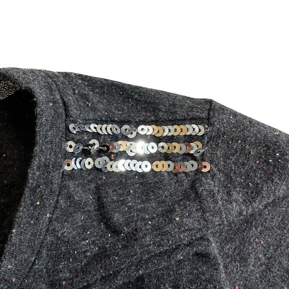 Forever 21 Girls Sequin Short Sleeve T Shirt Ruffle Hem Spotted Gray Size 11/12 - Picture 6 of 7